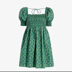 Hill House Athena Nap Dress emerald trellis